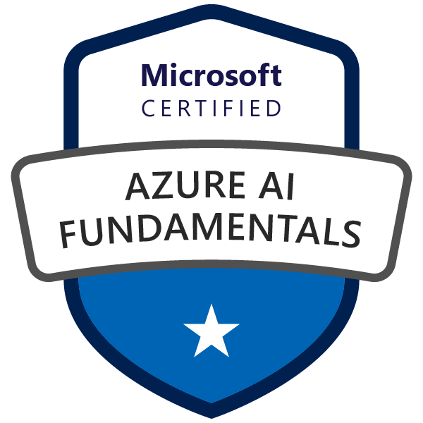 Microsoft Certified: Azure AI Fundamentals certification badge