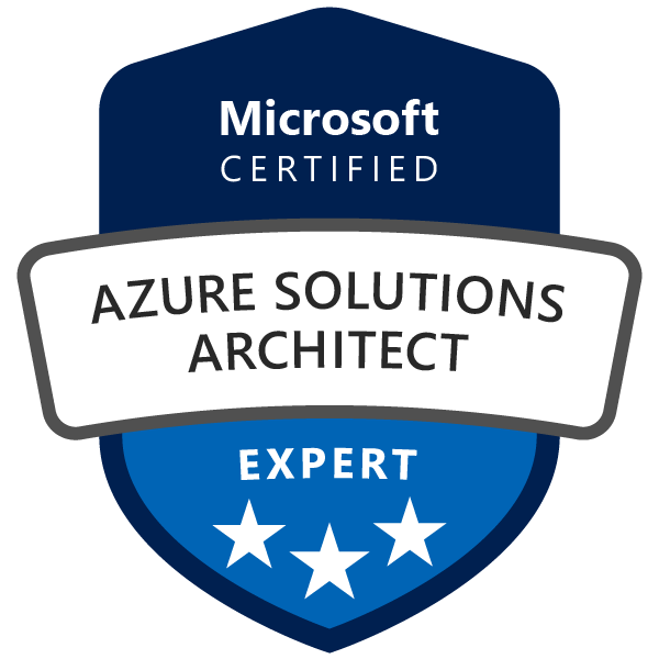 Microsoft Certified: Azure Solutions Architect Expert certification badge