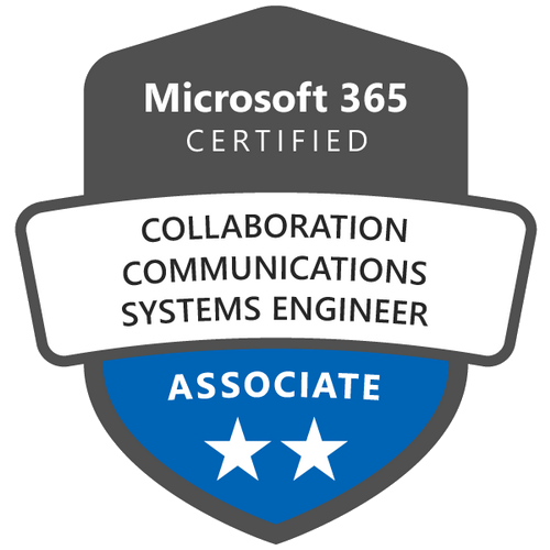 Microsoft 365 Certified: Collaboration Communications Systems Engineer Associate certification badge